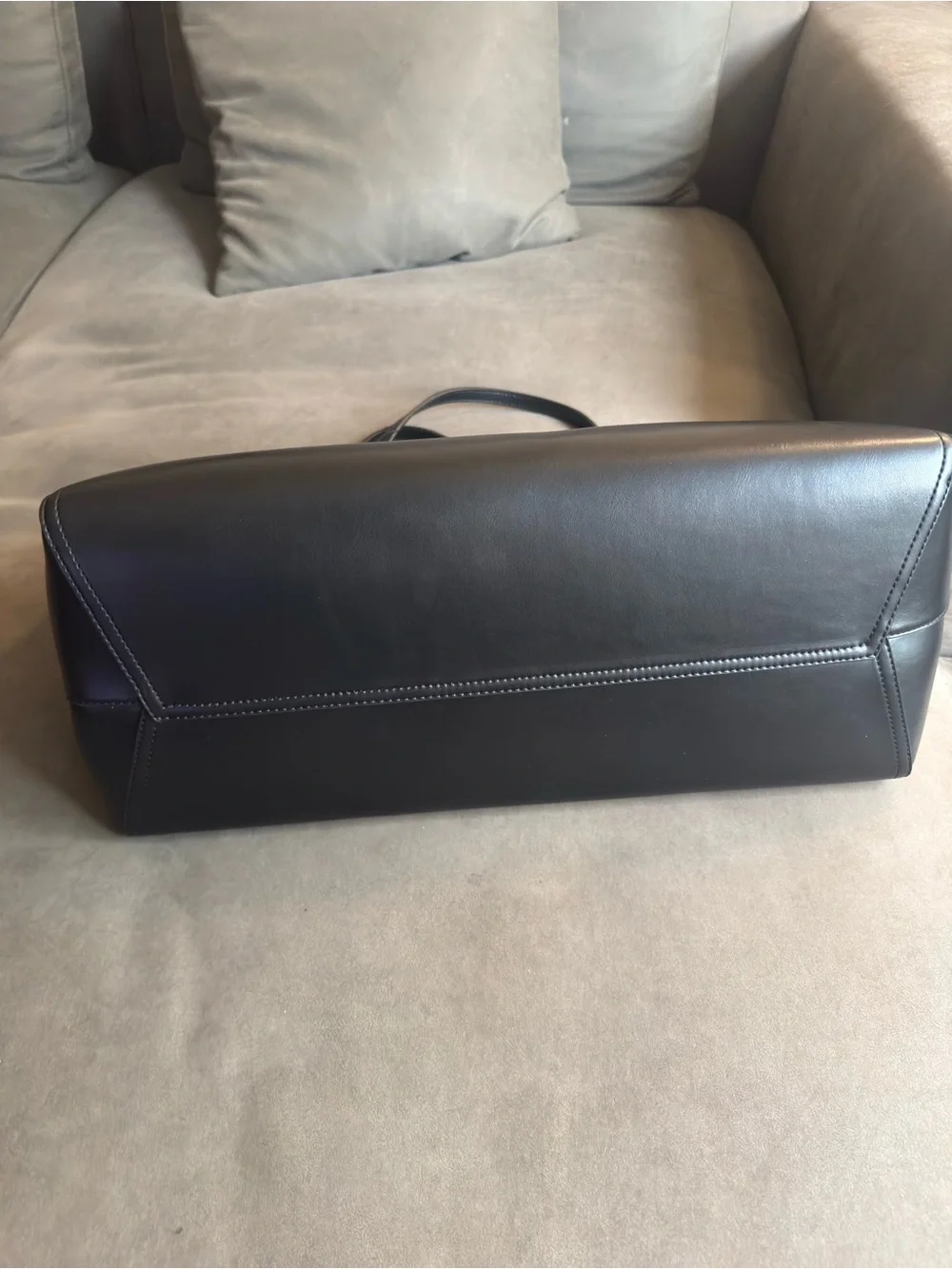 Calvin Klein Black Leather Shoulder Tote with Gold Logo